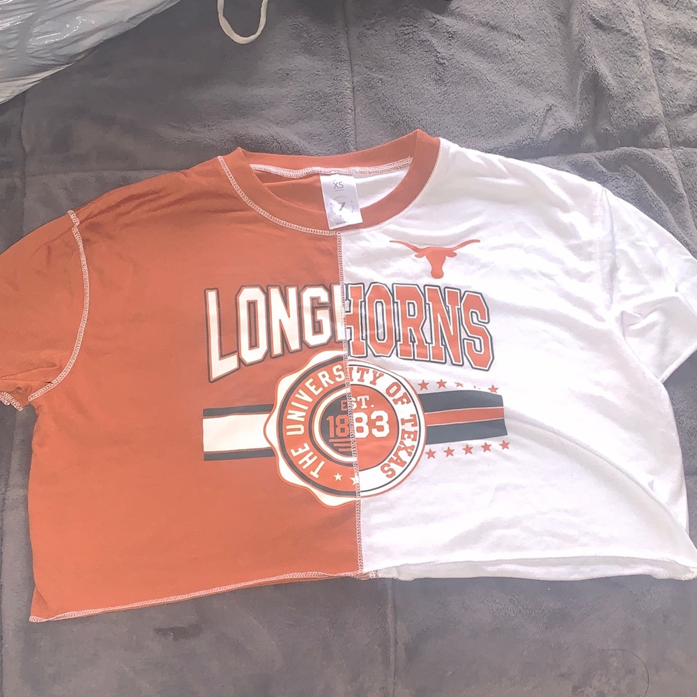 Longhorns Woman Crop Two-Tone T-Shirt (university of Texas)